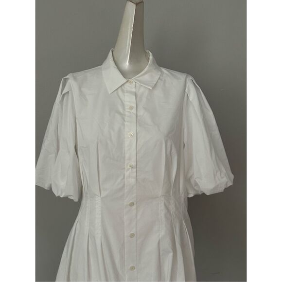 NWT Simkhai Cleo Balloon Pintuck Cotton Poplin Mini Dress White Size US 10 $345 - Picture 6 of 11